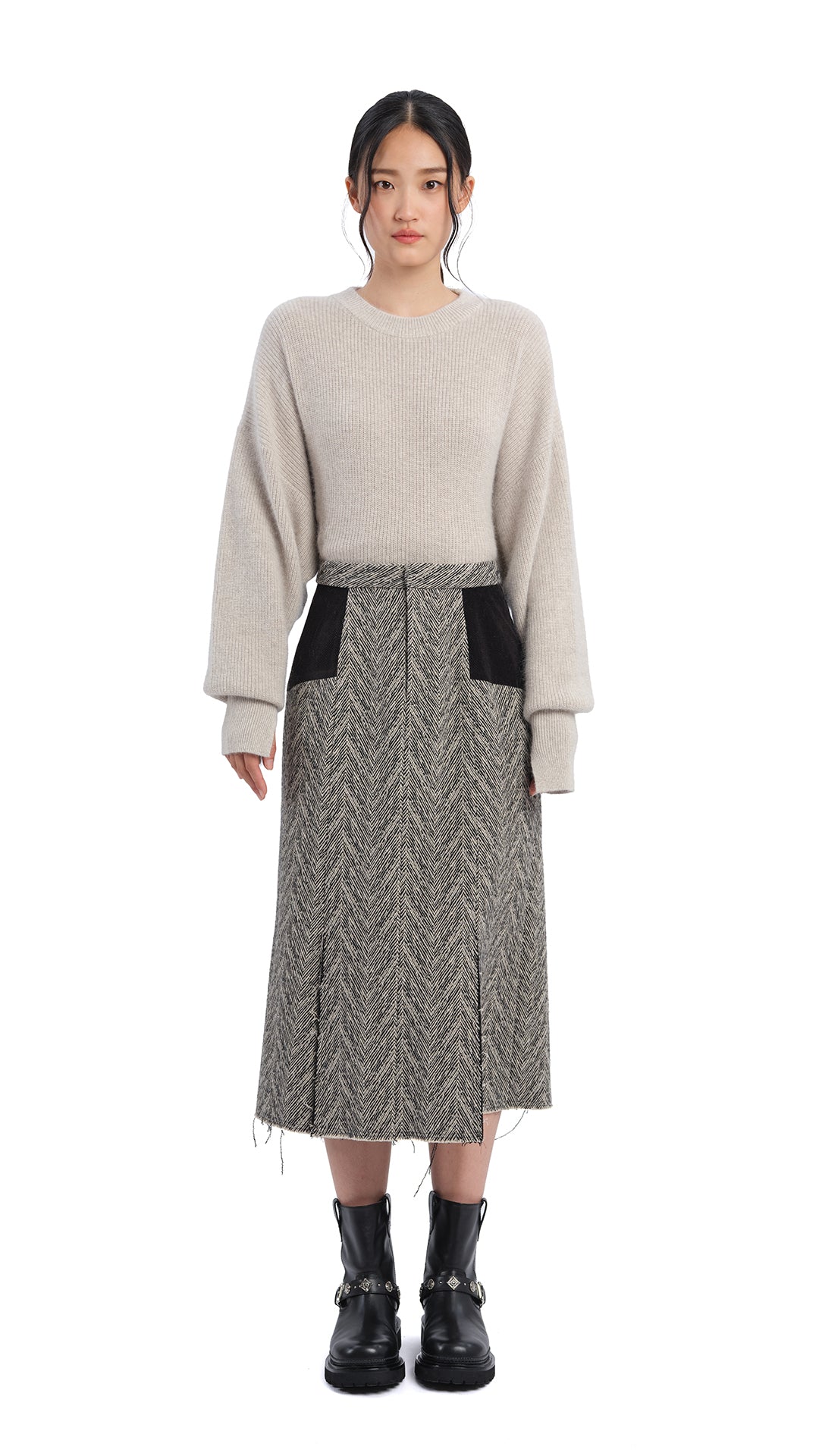 Herringbone Pencil Skirt - Umamrii